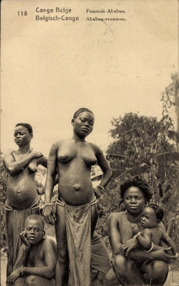 Ak Dem. Rep. Kongo Zaire, Femmes Ababua, Portrait, bebe