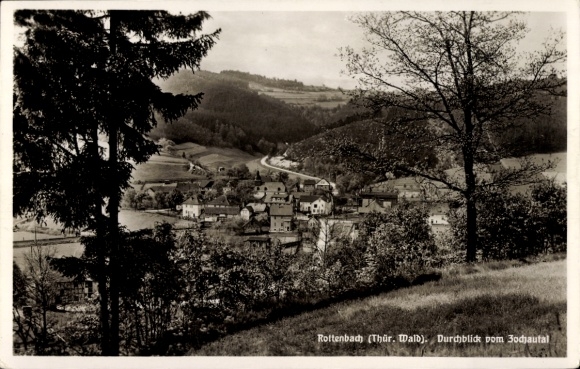 Ak Rottenbach Thüringer Wald, Teilansicht, Durchblick vom Zochautal