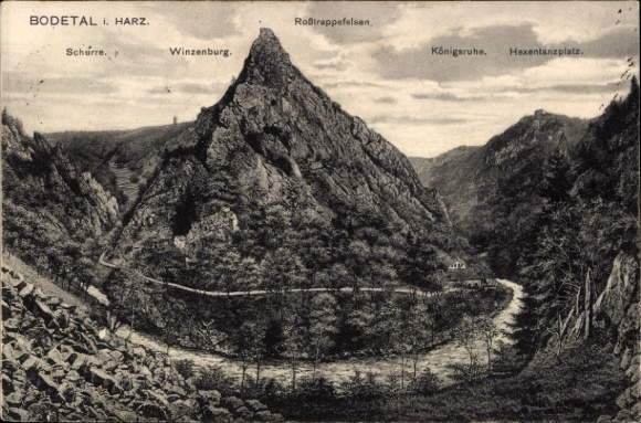 Ak Thale im Harz, Dambachhaus, Bodetal, Roßtrappefelsen, Winzenburg, Königsruhe, Hexentanzplatz
