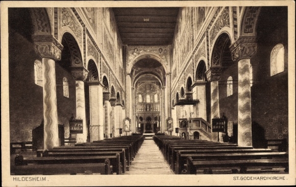 Ak Hildesheim in Niedersachsen, St. Godehardikirche, Innenansicht