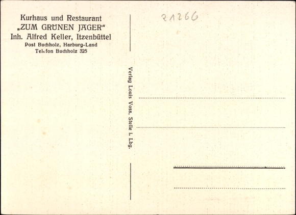 Postcard Itzenbüttel Jesteburg in Lower Saxony, Kurhaus and Restaurant zum Grüne Jäger