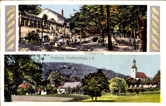 Postcard Großschönau in Saxony, Hutberg, music pavilion