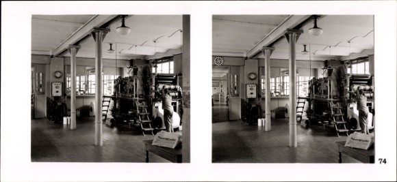 Stereo Raumbild Foto "Die NS-Musterbetriebe" 1937-38 Nr. 74 Buchdruckerei Leopold Kell KG