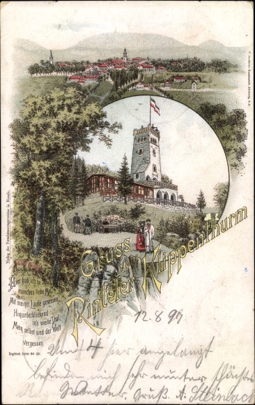 Chromo-Litho Rinteln on the Weser, Rintel cliff tower