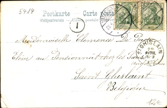 Illuminated window Postcard Vallendar Rhineland Palatinate, Pension Marienburg