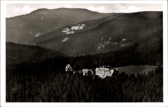 Ak Ruhestein Baiersbronn im Schwarzwald, Fliegeraufnahme, Hotel und Kurhaus Ruhestein