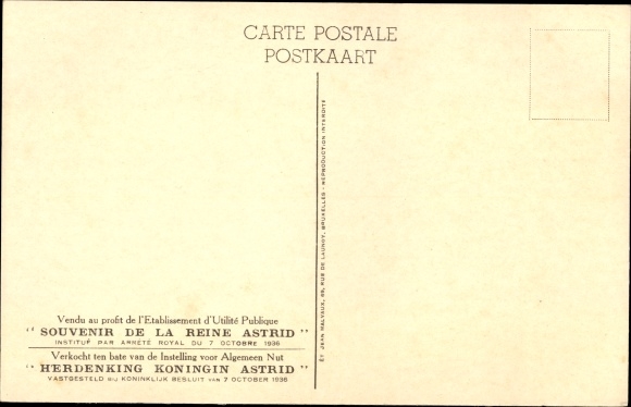 Postcard Belgien, HM Queen Astrid, Prince Baudouin, Princess Josephine Charlotte
