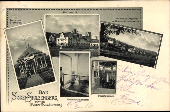 Ak Bad Soden Salmünster in Hessen, Stolzenberg, kindersanatorium, Pacificus-bubbel, badhuis
