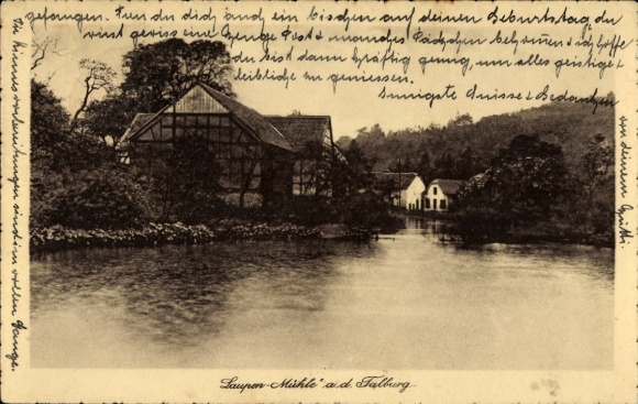 Postcard Heiligenhaus in North Rhine-Westphalia, Laupenmühle, Restaurant Talburg, owner Gustav Jungholt