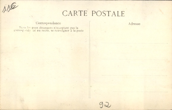 Postcard Courbevoie Hauts de Seine, flood 1910, shops, boats