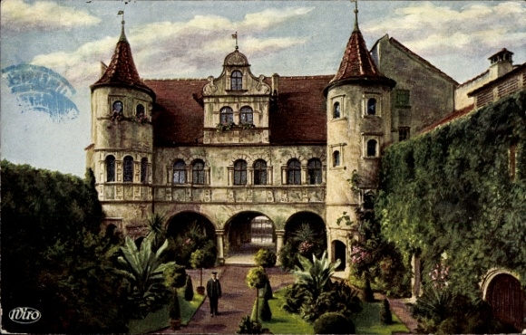 Artists Postcard Konstanz on Lake Constance, Rathaushof