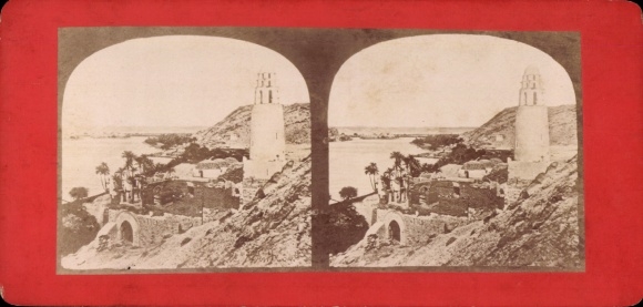 Stereo Foto Ägypten, Gesamtansicht, Leuchtturm