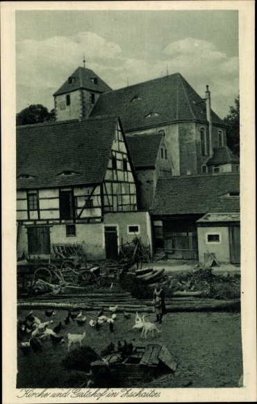 PC Zschaitz Ottewig in Sachsen, estate and church, animals