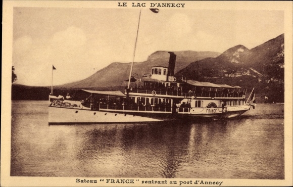 Postcard Lac d&#39;Annecy, Bateau France Returns to Port