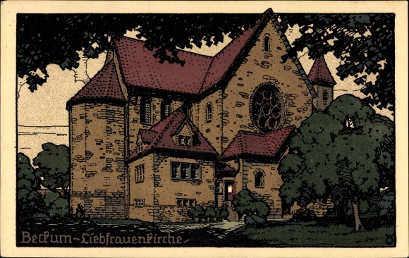 Steindruck Ak Beckum in Westfalen, Liebfrauenkirche