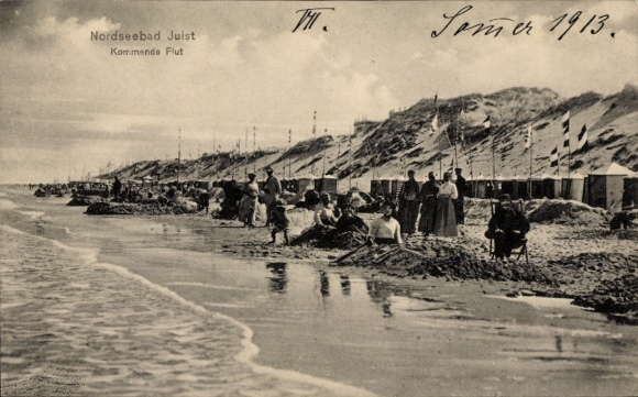 PC North Sea resort Juist in East Frisia, beach, dunes, people by the sea, summer 1913