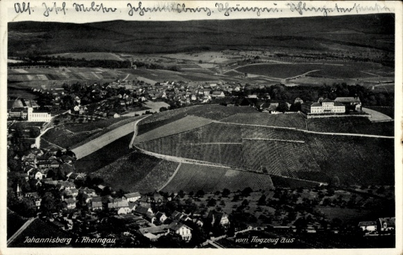 Postcard Geisenheim am Rhein Hesse, Johannisberg, aerial photograph