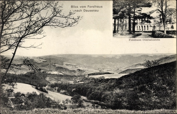 dzielnica Ak Dausenau Rhein Lahn, widok z Forsthaus Oberlahnstein, krajobraz, góry, las