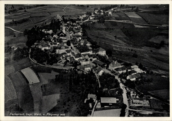 Postcard Perlesreut Lower Bavaria, aerial view of the Bavarian Forest, from a bird's eye view