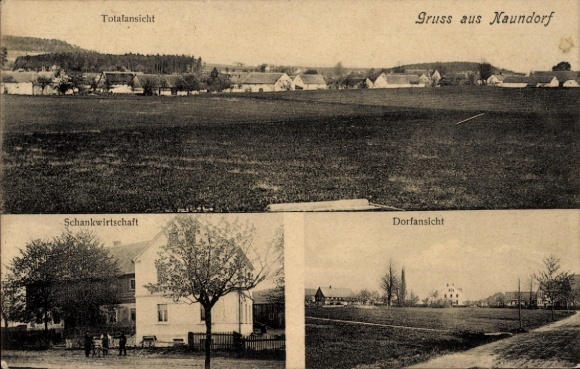Postcard Naundorf Gaußig in Saxony, inn and village view