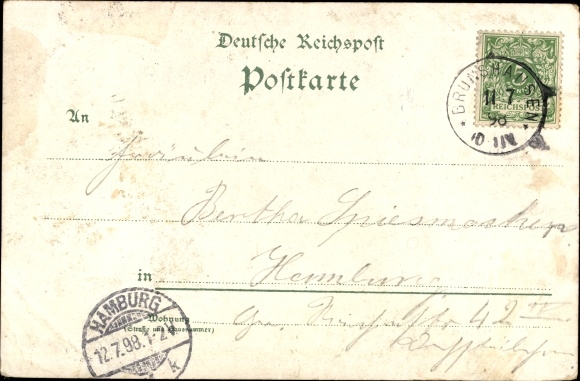 Chromo-Litho Brunshausen Stade in Lower Saxony, express steamer prince Bismarck, establishment