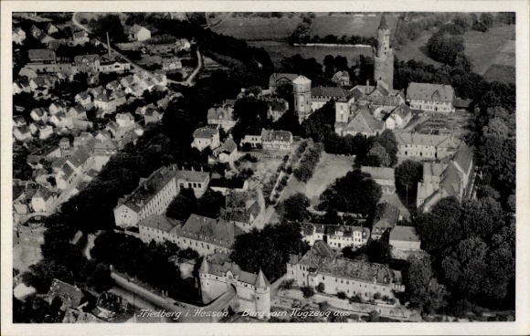 Postcard Friedberg in Hesse, castle from the plane, bird's eye view