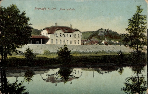 Ak Brandýs nad Orlicí Brandeis an der Adler Region Pardubice, Bahnhof