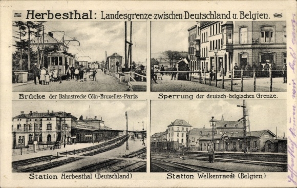 Ak Herbesthal Lontzen Wallonien Lüttich, Brücke, Station Welkenraedt, Sperrung, Grenze