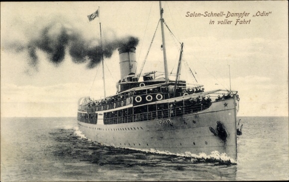 Ak-stoomboot Odin, rederij Braeunlich Stettin, salon-snelstoomboot