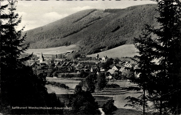 Postcard Wenholthausen Eslohe in Sauerland, partial view, mountains