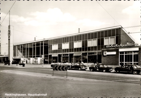 Postcard Recklinghausen in the Ruhr area, main station