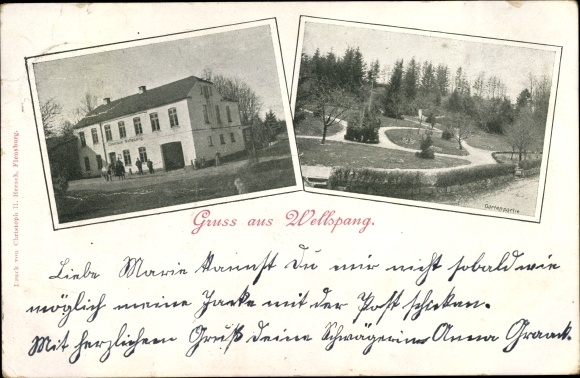 Ak Wellspang Süderfahrenstedt in Schleswig Holstein, Gasthaus, Gartenpartie