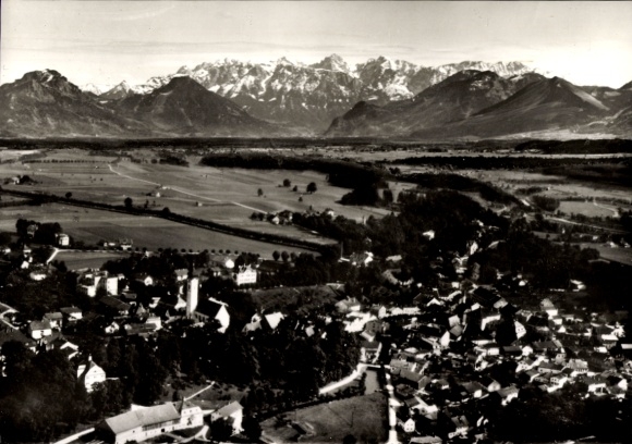Postcard Bad Aibling in Upper Bavaria, mud bath, aerial photograph