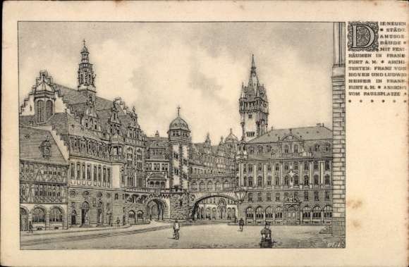 Postcard Frankfurt am Main, square, building