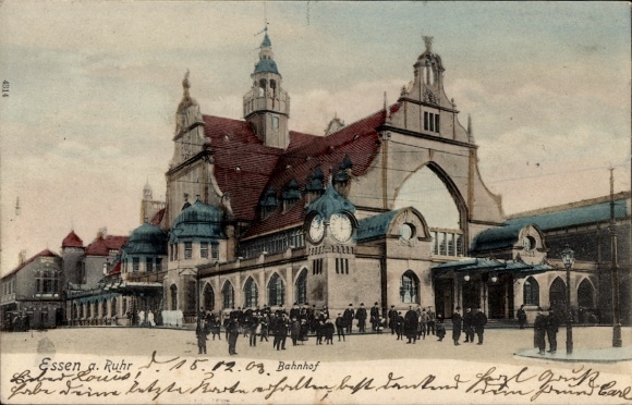Postcard Essen in the Ruhr area, main station