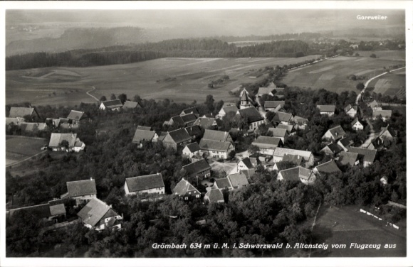 Postcard Grömbach in the Black Forest, aerial photograph