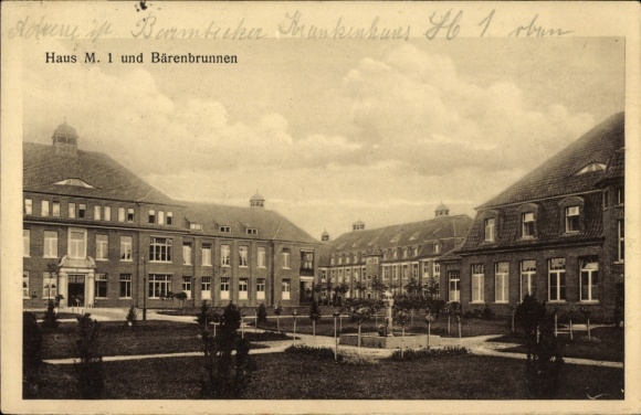 Postcard Hamburg Barmbek, House M. 1 and Bärenbrunnen