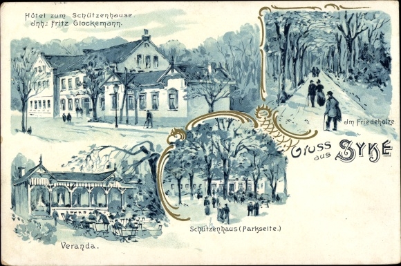 lito Syke w Dolnej Saksonii, Hotel zum Schützenhaus, w Friedeholze, ganek