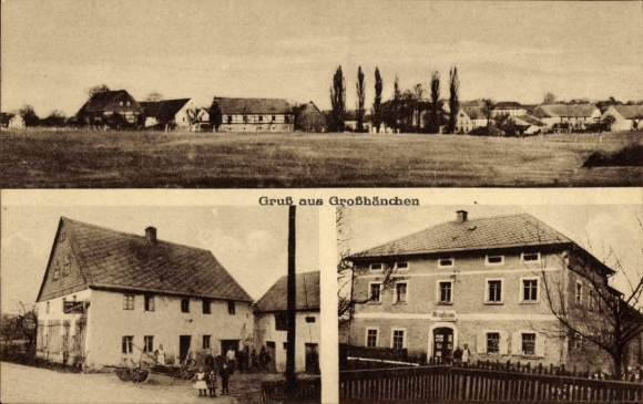 Postcard Großhänchen Burkau in Saxony, general view, building