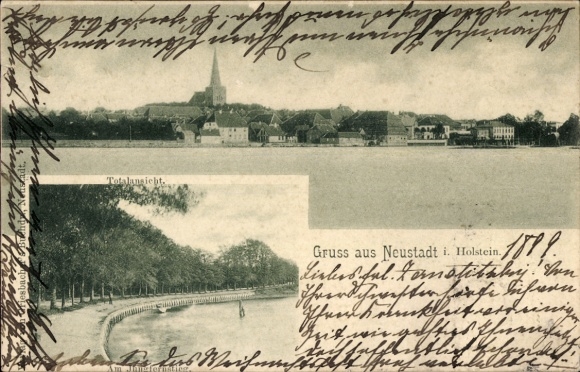 Postcard Neustadt in Holstein, general view, Jungfernstieg
