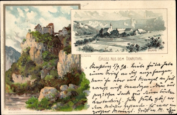 Artist Chromo-Litho Mutter, K., Beuron Württemberg, Wildenstein, Monastery