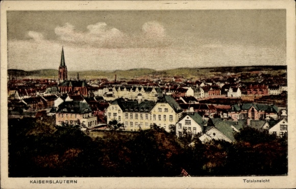Postcard Kaiserslautern in the Palatinate, total view of the city, historical architecture, church visible