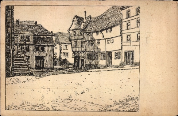 Artist Postcard Stoebe, Sangerhausen am Südharz, Kornmarkt