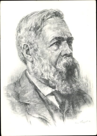 Artist Postcard Augst, Friedrich Engels, socialist politician, social theorist