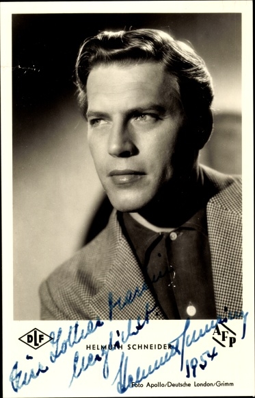 Postcard actor Helmuth Schneider, portrait, Aennchen von Tharau, autograph