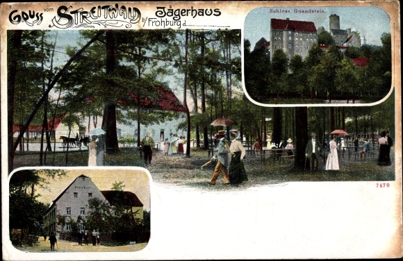 Postcard Streitwald Frohburg in Saxony, Jägerhaus, Gnandstein Castle