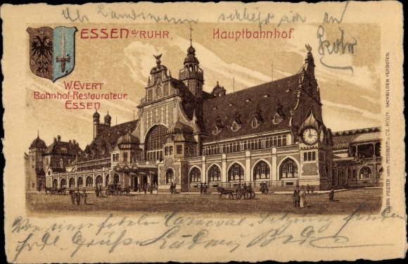Chromo-Litho Essen in the Ruhr area, main station, coat of arms