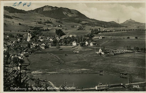4 glass negatives Nesselwang im Allgäu, church, total view