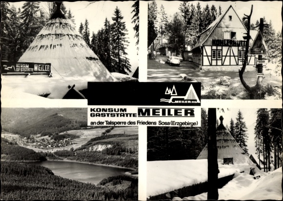 PC Sosa Eibenstock in the Ore Mountains, Meiler consumer restaurant, dam of peace, winter