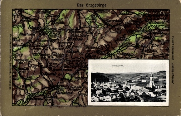 Relief Landkarten Ak Neuhausen im Erzgebirge, Gesamtansicht